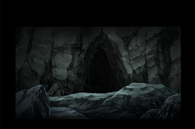研修③　「暗い洞窟内の背景　模写」